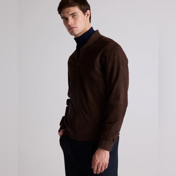 QUINCE Espresso 100% Top Grain Goat Suede Men’s Bomber Jacket NWT Size Large - Picture 7 of 13